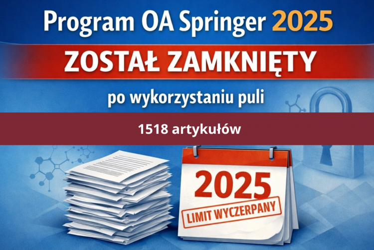 Grafika z informacją że program publikowania w OA Springer został zamknięty