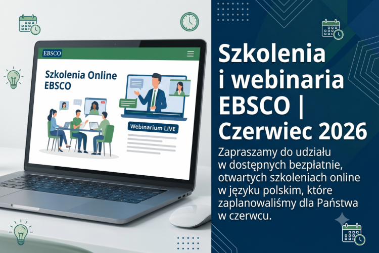 Grafika dotycząca szkolenia i webinaria EBSCO | Czerwiec 2026 - wspomagana z AI