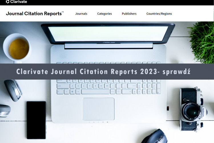grafika z komputerem i tekstem  Journal Citation Reports 2023 - sprawdź