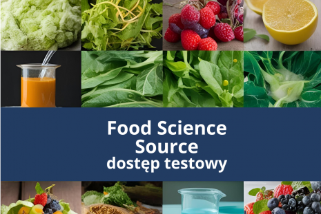 Grafika z żywnością i napisem: Food Science Source – dostęp testowy 