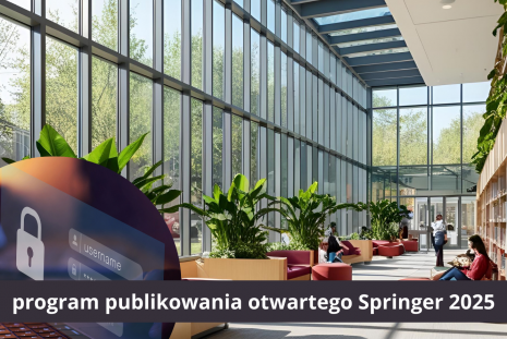 Grafika ze wspraciem AI pprzedstawia bibliotekę i dostęp otwarty oraz tytuł: program publikowania otwartego Springer 