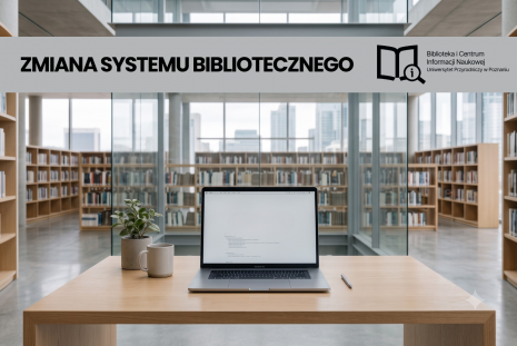 Grafika opisująca zmianę systemu bibliotecznego wspomagana z AI.