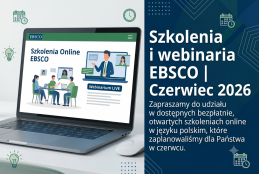 Grafika dotycząca szkolenia i webinaria EBSCO | Czerwiec 2026 - wspomagana z AI