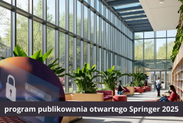 Grafika ze wspraciem AI pprzedstawia bibliotekę i dostęp otwarty oraz tytuł: program publikowania otwartego Springer 