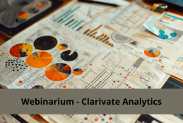 grafika z danymi, wykresami oraz napisem: Webinarium - Clarivate Analytics
